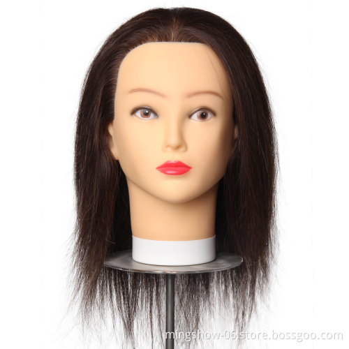 12" Dark brown color with 100% human hair  styling mannequin head salon training head